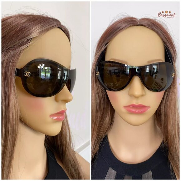 Authentic CHANEL Brown Frame Goldtone Chanel "CC" Logos Tint Sunglasses - Picture 4 of 12